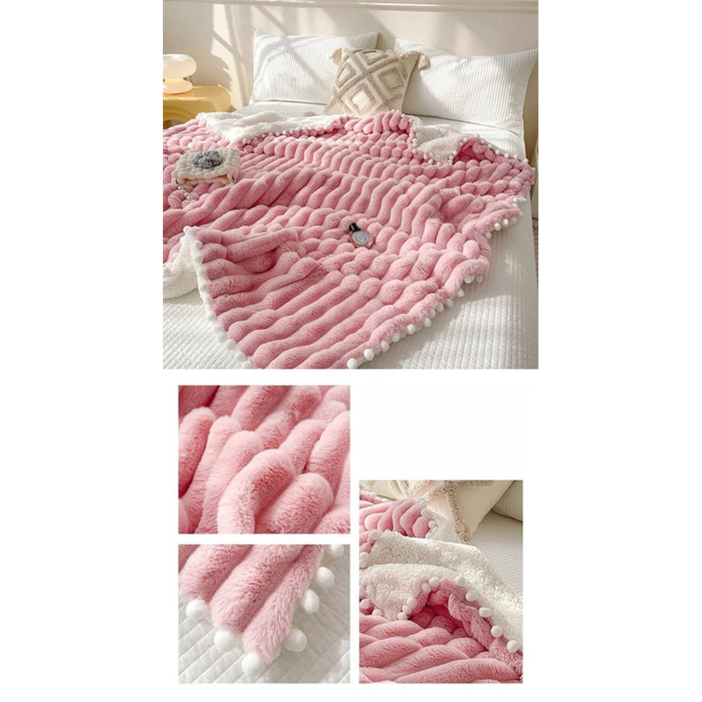 Anyhouz Blanket Deep Pink Tuscan Faux Rabbit Fur Autumn Winter 6