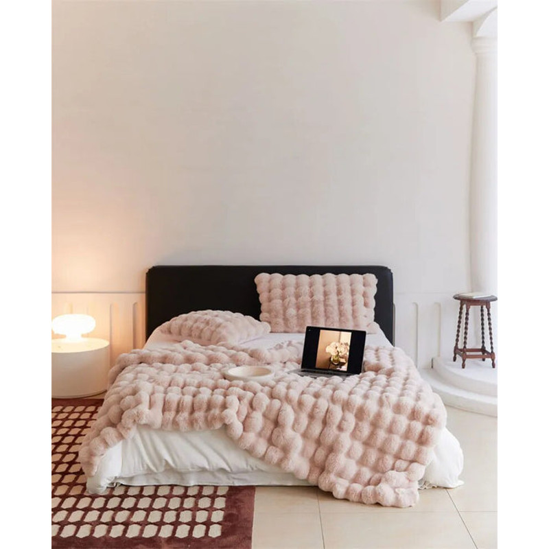 Anyhouz Blanket Pink Tuscan Imitation Thick Fur Winter 1