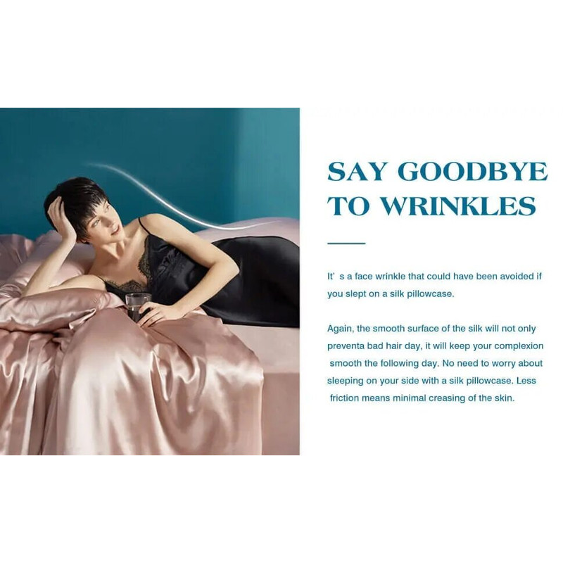 Anyhouz Pillowcase 50x90cm Set With Eye Mask Natural Mulberry Silk 4