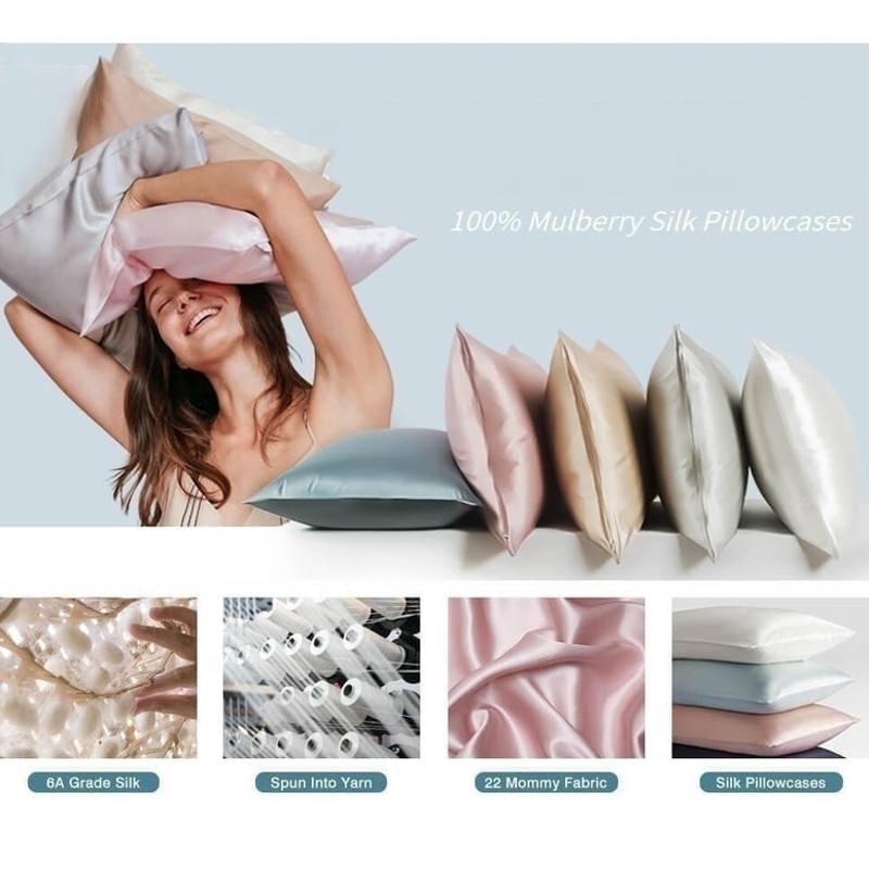 Anyhouz Pillowcase 50x90cm Set With Eye Mask Natural Mulberry Silk 5