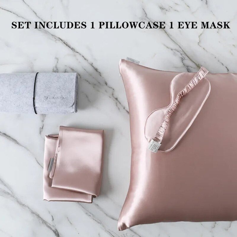 Anyhouz Pillowcase 50x75cm Set With Eye Mask Natural Mulberry Silk 1