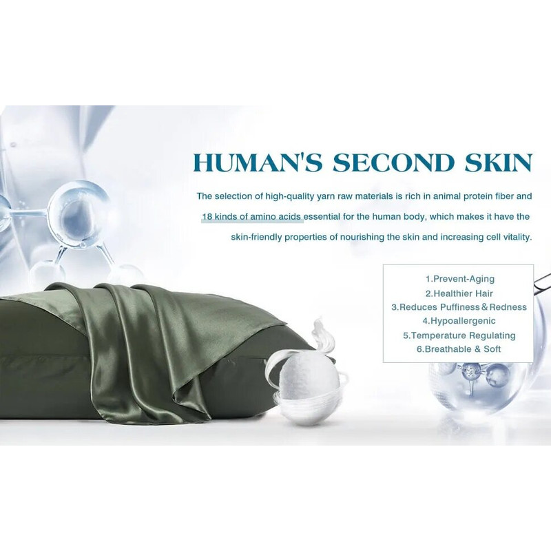 Anyhouz Pillowcase 50x75cm Set With Eye Mask Natural Mulberry Silk 7