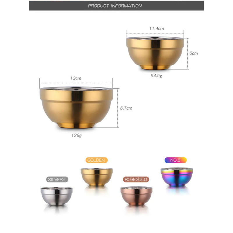 Anygleam 5Pcs Small Stainless Steel Rice Bowl Single AntiScalding 8