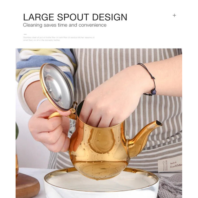 AnyGleam Teapot Stainless Steel With Filter For Coffee Tea Oil 5