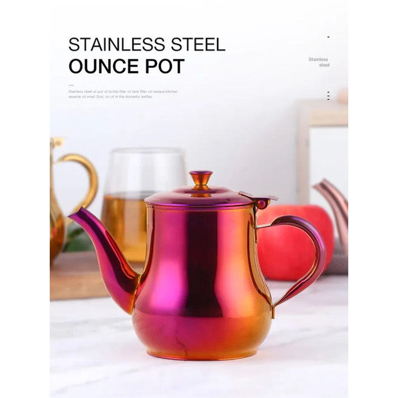 AnyGleam Teapot Stainless Steel With Filter For Coffee Tea Oil 6
