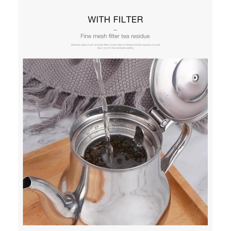 AnyGleam Teapot Stainless Steel With Filter For Coffee Tea Oil 7