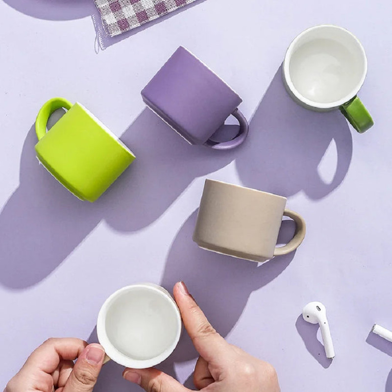 Anygleam Coffee Mug Multicolor 5Pcs Set Ceramic Round Non Slip 1