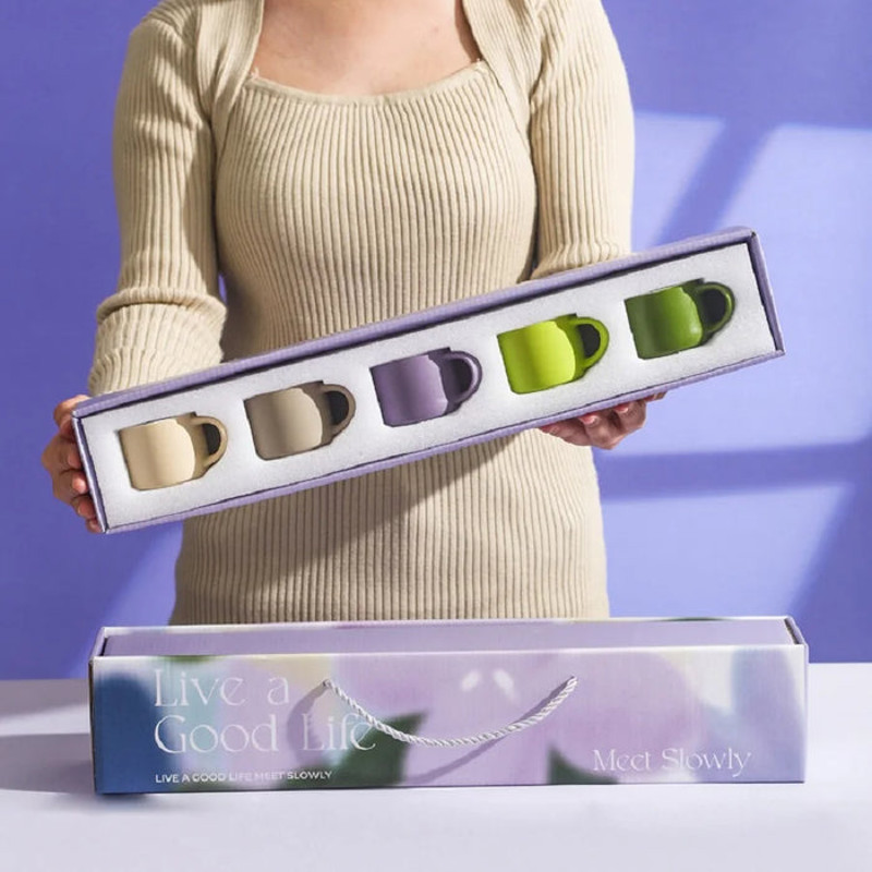 Anygleam Coffee Mug Multicolor 5Pcs Set Ceramic Round Non Slip 3