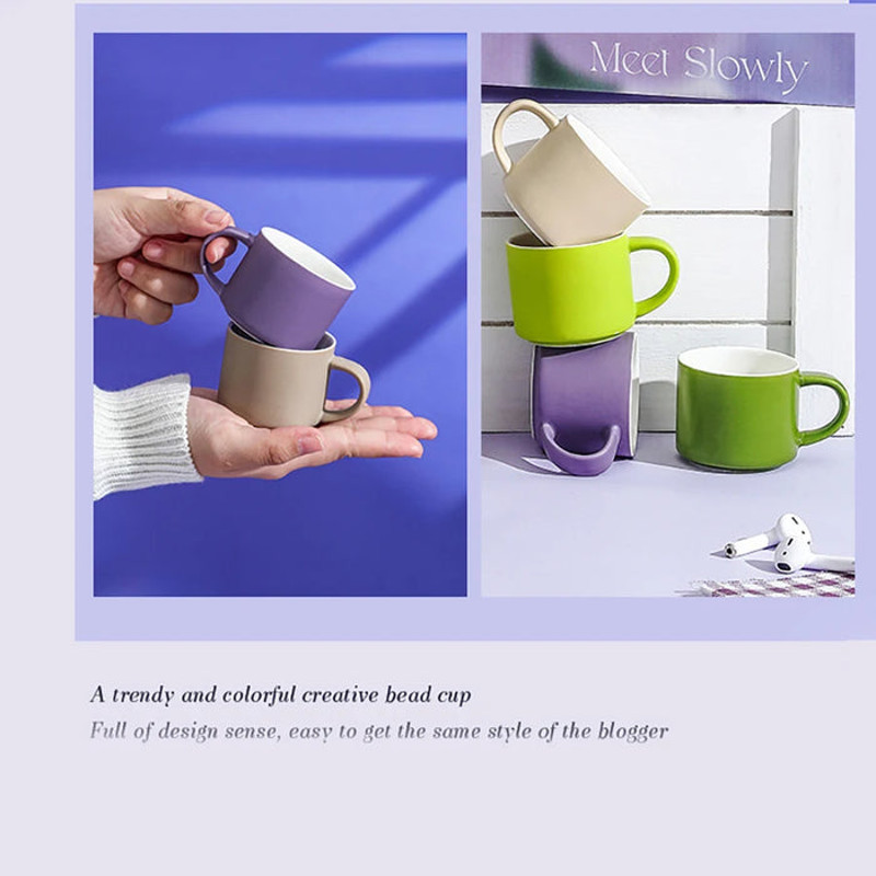 Anygleam Coffee Mug Multicolor 5Pcs Set Ceramic Round Non Slip 4