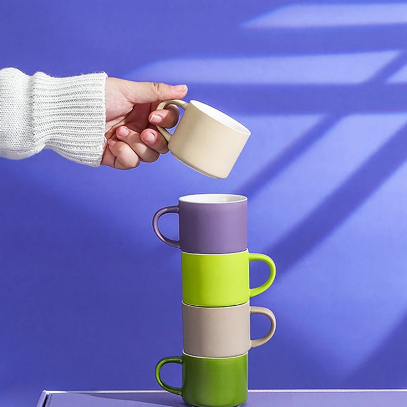 Anygleam Coffee Mug Multicolor 5Pcs Set Ceramic Round Non Slip 5