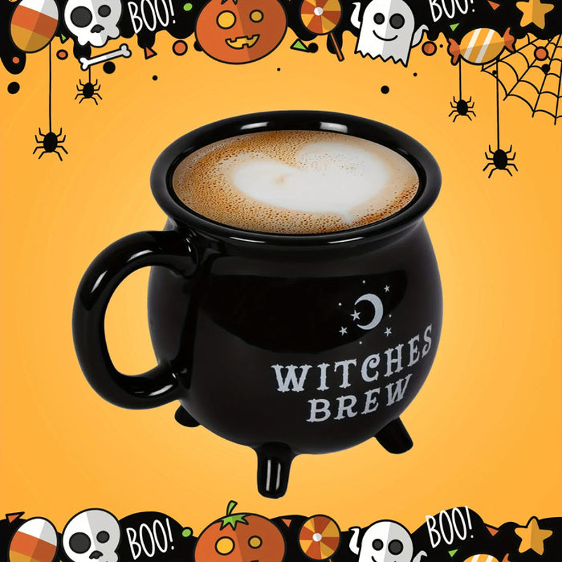 Anygleam Coffee Mug Black Witches Brew Print Ceramic 1