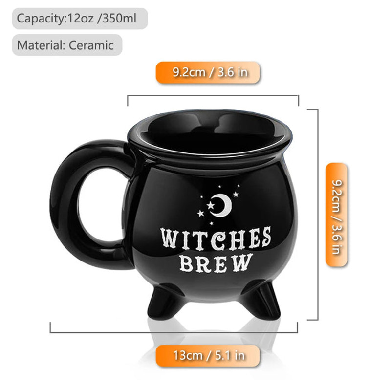 Anygleam Coffee Mug Black Witches Brew Print Ceramic 4