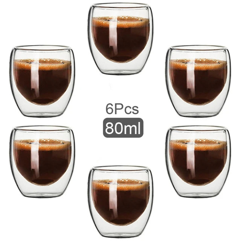 Anygleam Tea Cups 6Pcs Insulated Espresso Double Wall Shot 2