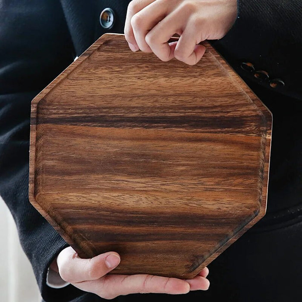 Anygleam Wood Diagonal Oval Acacia Wood Plate 3