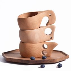 anygleam brown style 3 wooden cup coffee mug kitchen tools accessories