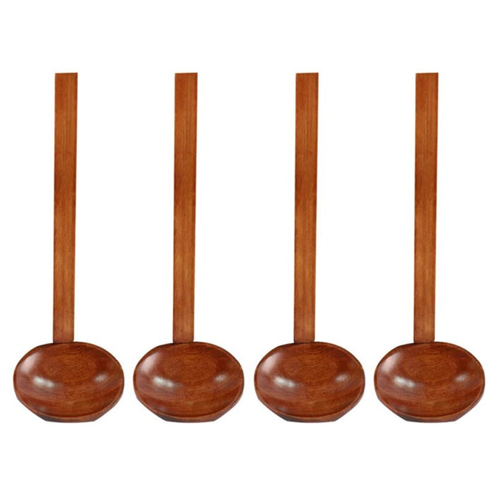 Anygleam Mixed Brown 4pcs Wooden Strainer Soup Spoon 4
