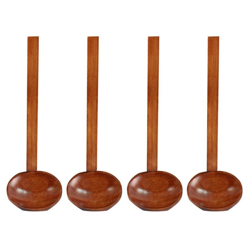 Anygleam Mixed Brown 4pcs Wooden Strainer Soup Spoon 4
