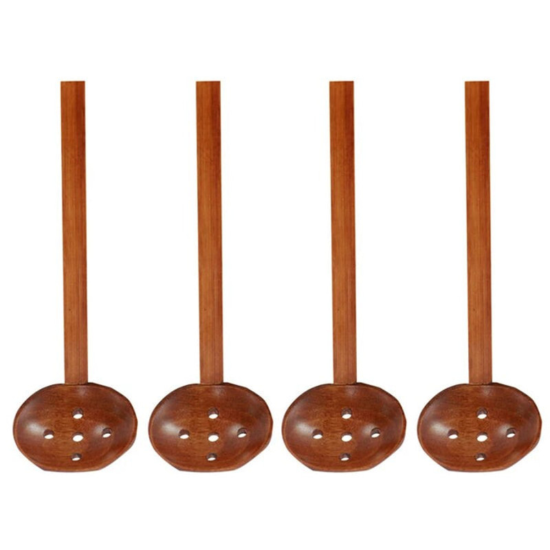 Anygleam Mixed Brown 4pcs Wooden Strainer Soup Spoon 5
