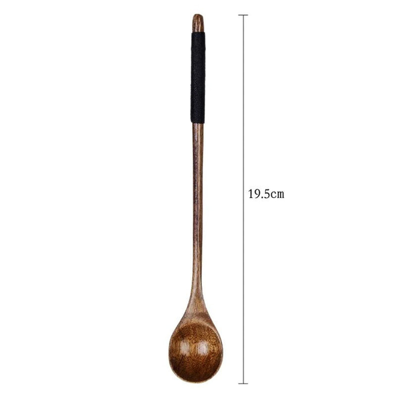 Anygleam 6pcs Wooden Tea Long Spoon Kitchen Tableware 6