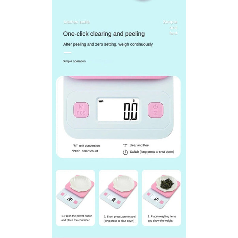 Anygleam Cute Style Kitchen Scale 5Kg Accurate Measure 3