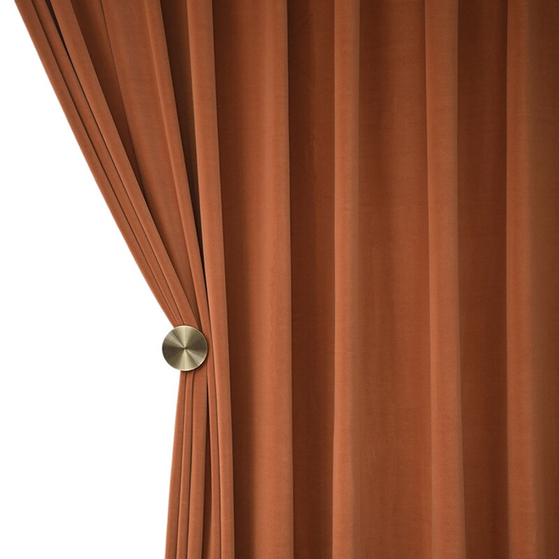 Anyhouz Orange High Quality Modern Velvet Blackout Curtains 0