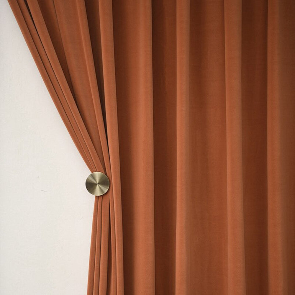 Anyhouz Orange High Quality Modern Velvet Blackout Curtains 2
