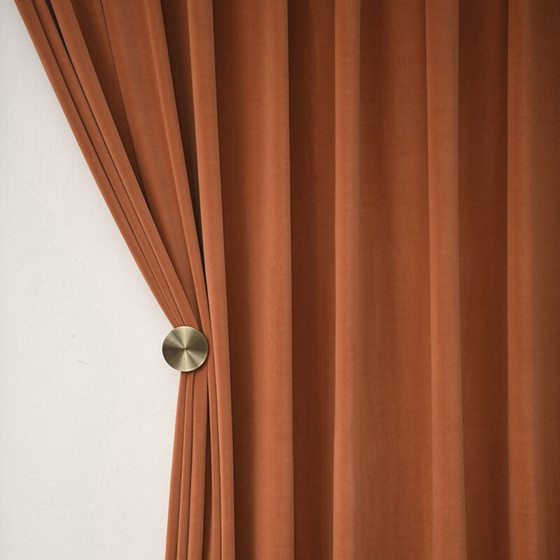 Anyhouz Orange High Quality Modern Velvet Blackout Curtains 2