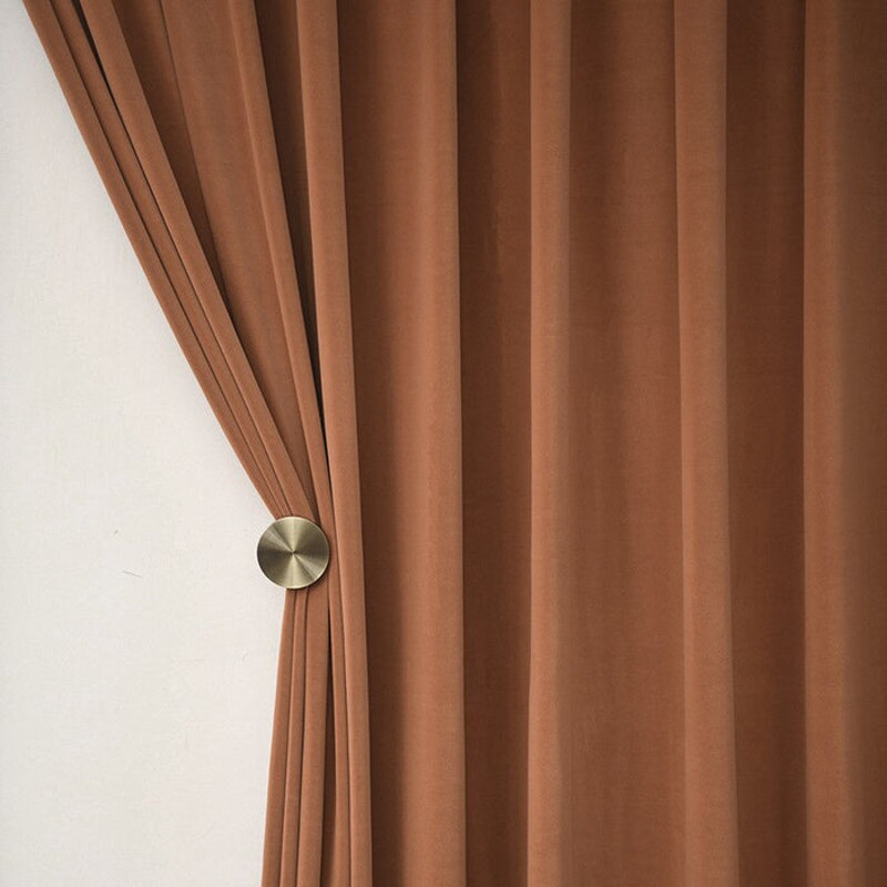Anyhouz Orange High Quality Modern Velvet Blackout Curtains 3