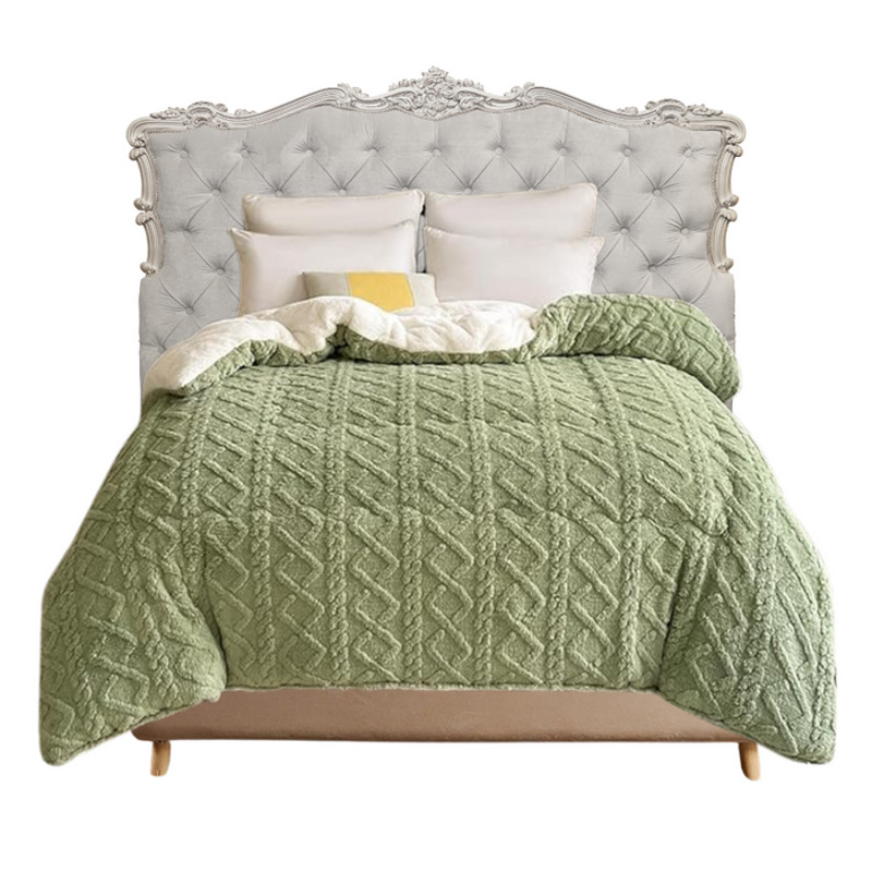 Anyhouz Blanket Green Cashmere Super Thick Warm Quilt Comforter 0