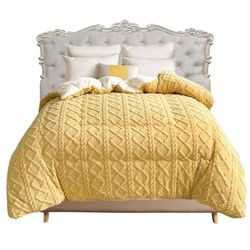 anyhouz blanket yellow cashmere super thick warm quilt comforter