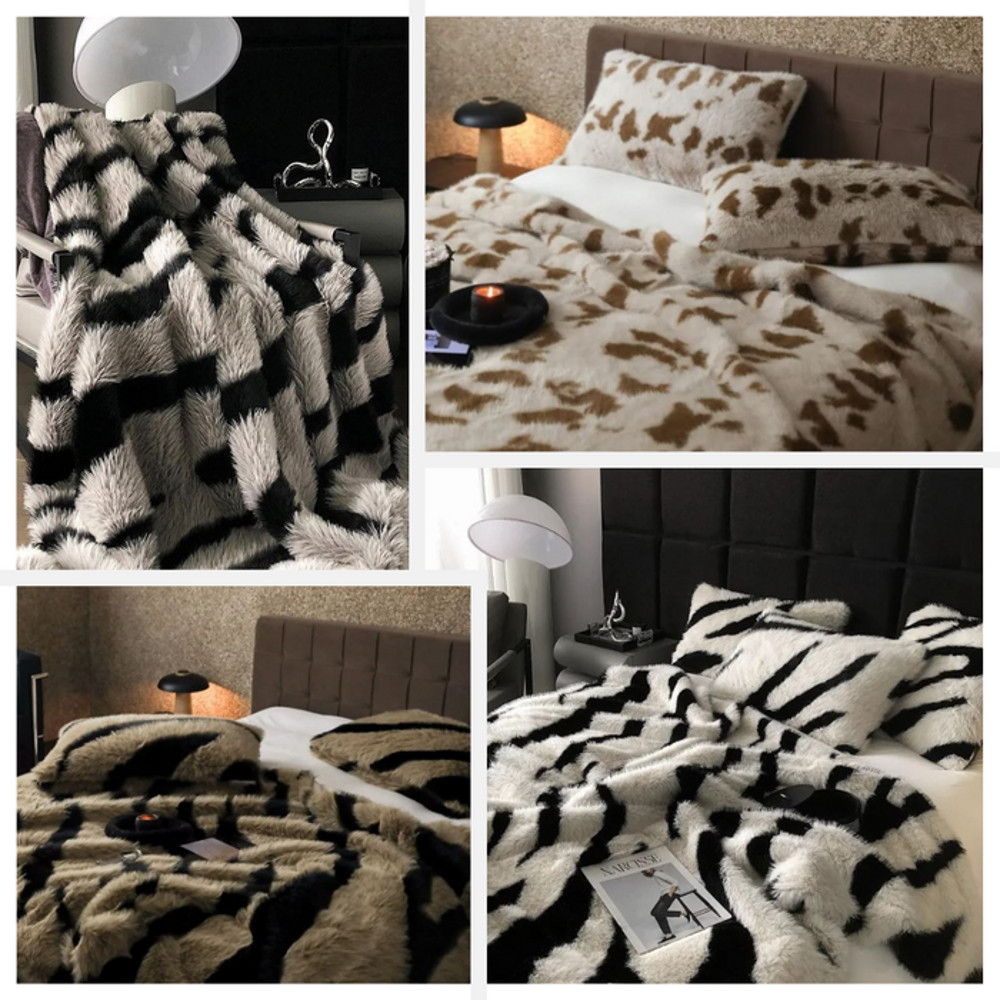 Anyhouz Blanket White Zebra Warm Autumn Plush Fur Soft Throw Blanket 1