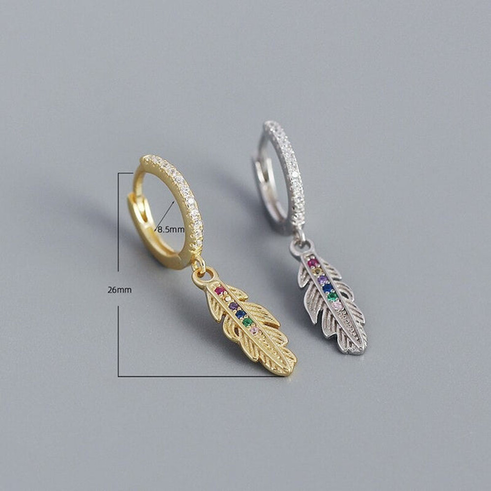 Anyco Drop Fashion Earrings Luxury Zircon Feather Pendant 5