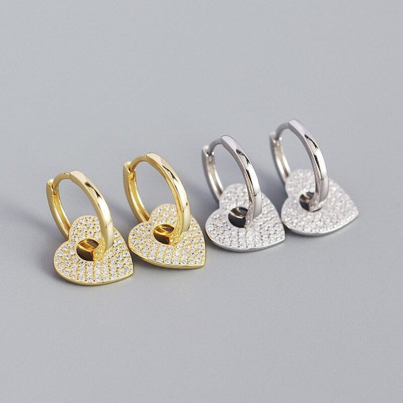 Anyco Earrings Punk Rock Love Heart Huggies 2