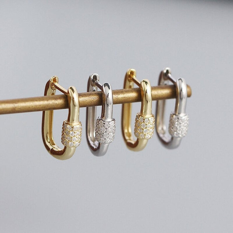 Anyco Fashion Earrings Punk Goth Lock Ear Buckle 3