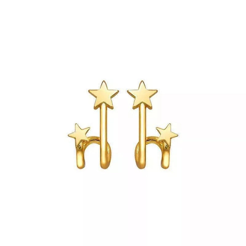Anyco Fashion Earrings Real Gold Double Star Geometric 0