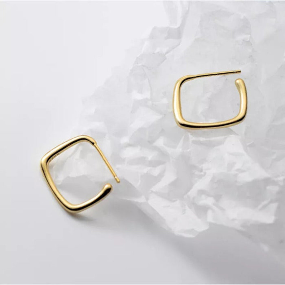 Anyco Fashion Earrings Gold 925 Sterling Simple Geometric 5