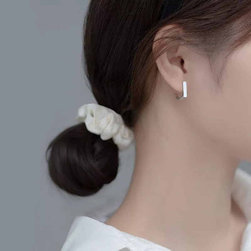 Anyco Fashion Earrings Silver 925 Sterling Geometric Square White 1