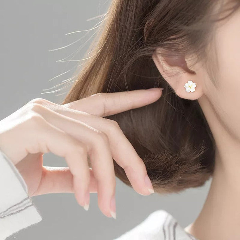 Anyco Fashion Earrings Real Sterling Silver Sweet Romantic White 2