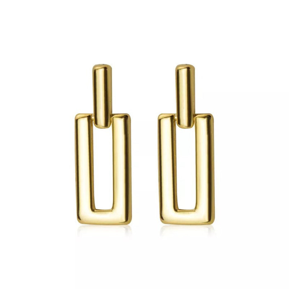 Anyco Fashion Earrings Gold Trendy Geometric Square Stud 0