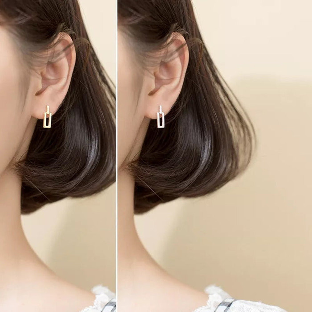 Anyco Fashion Earrings Gold Trendy Geometric Square Stud 1