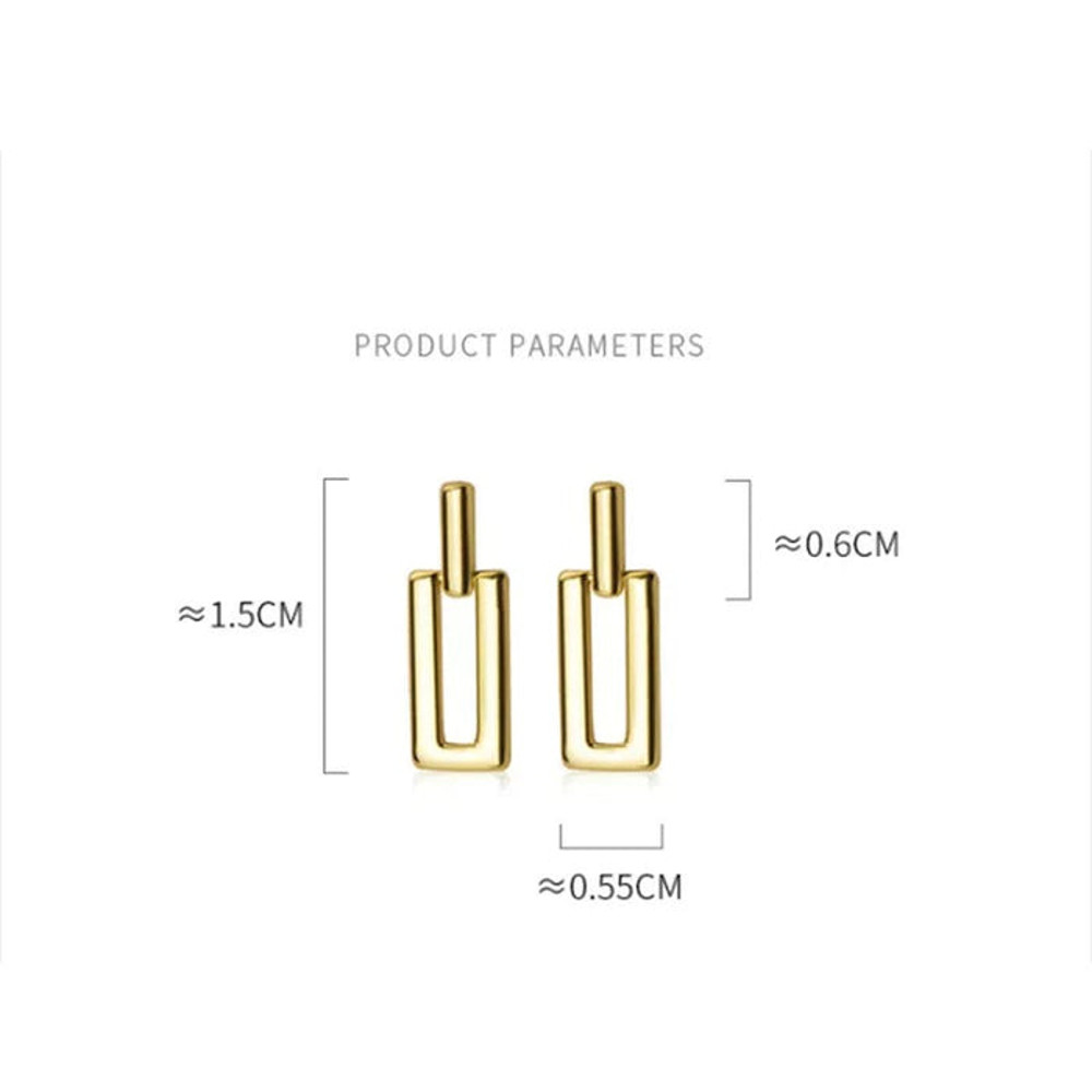 Anyco Fashion Earrings Gold Trendy Geometric Square Stud 4