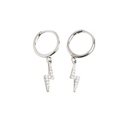 anyco earrings buckle punk lightning piercing white zircon