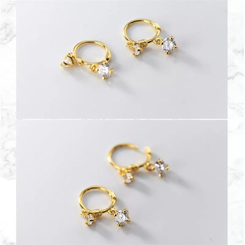 Anyco Fashion Earrings Real Gold White Zircon Gothic 2