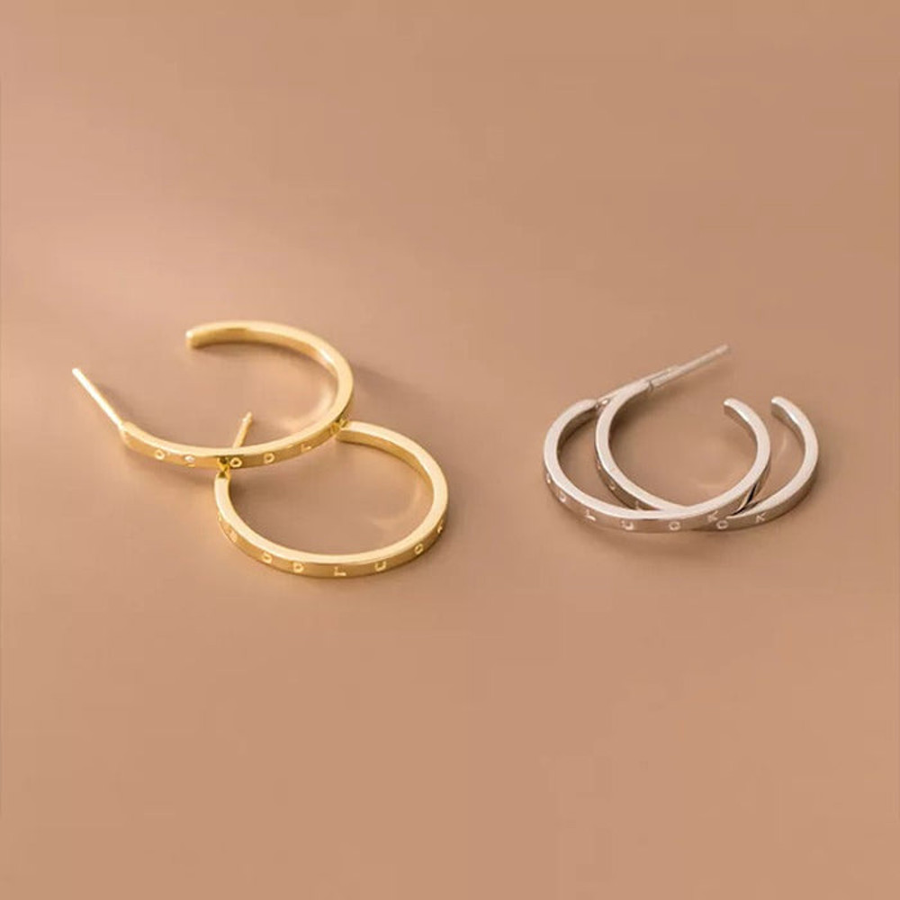 Anyco Fashion Earrings Gold 925 Sterling Silver Simple Huggies 4