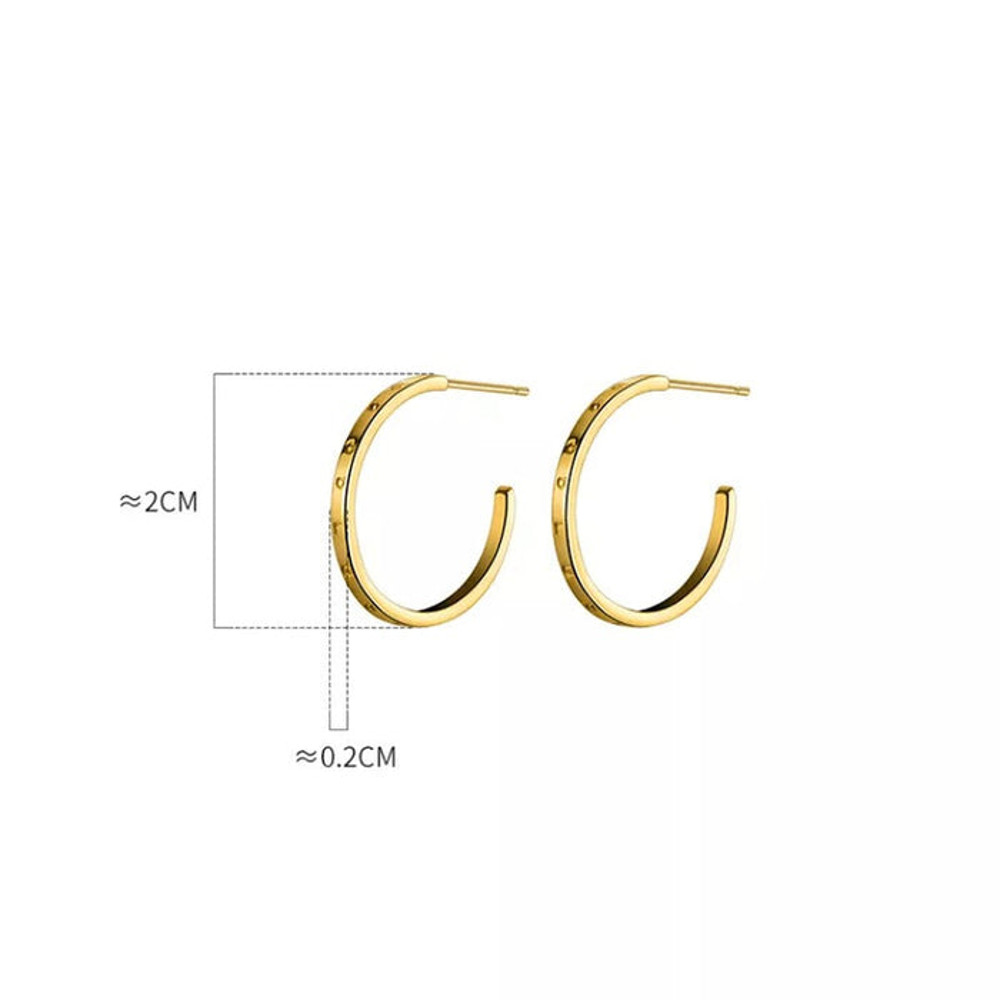 Anyco Fashion Earrings Gold 925 Sterling Silver Simple Huggies 5