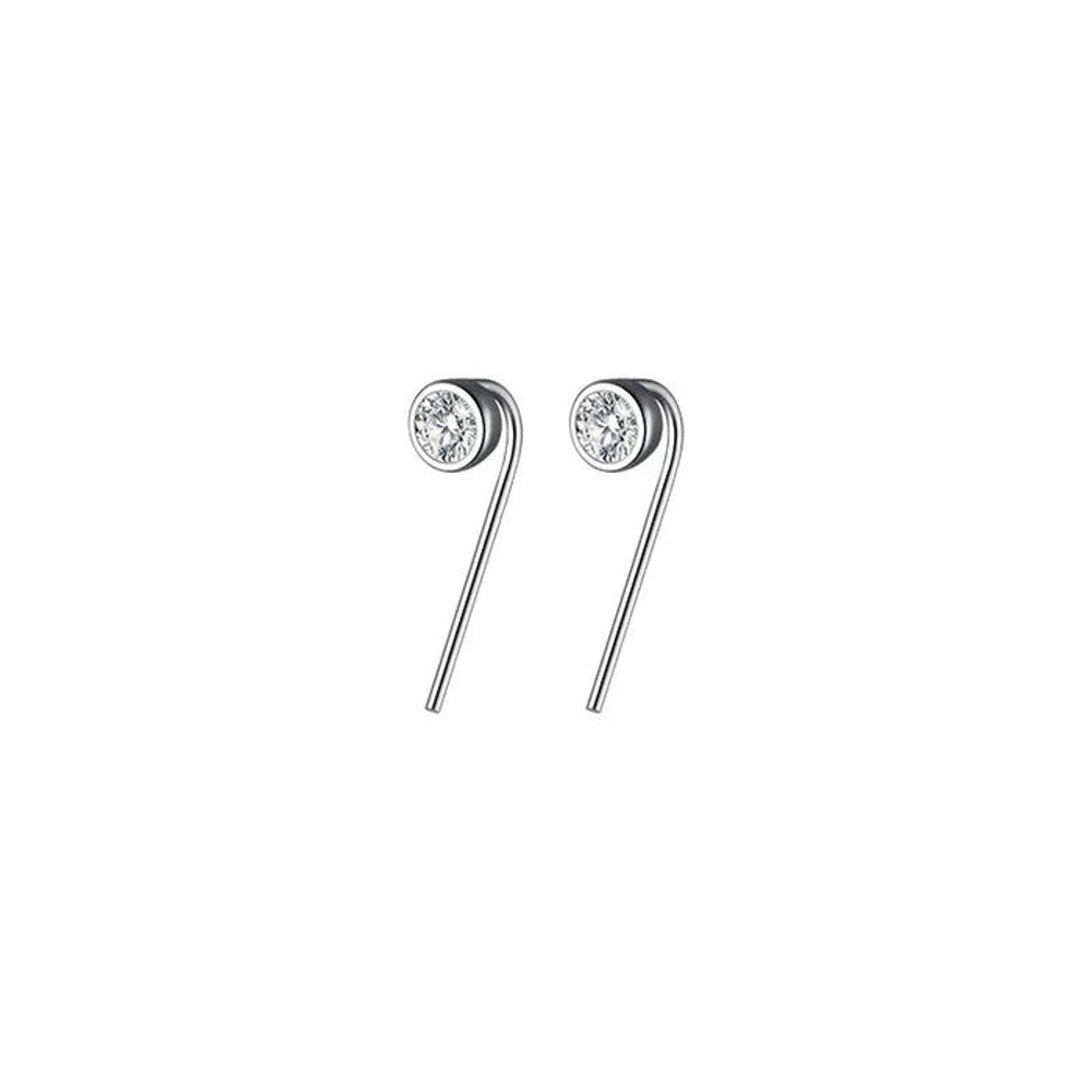 Anyco Fashion Earrings Silver 925 Sterling Round Shiny Zircon 0