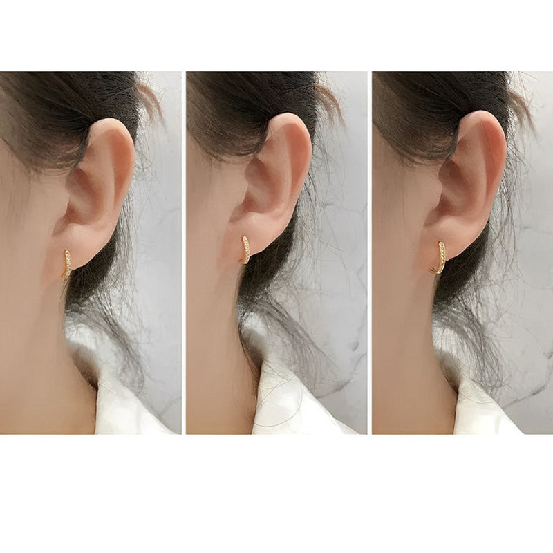 Anyco Hoop Earrings Simple Punk Pave CZ Zircon Huggies 1