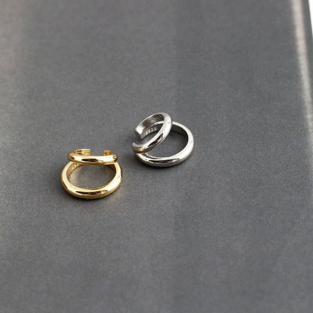 Anyco Earrings Minimalist Double Punk Gothic Ear Clip 3