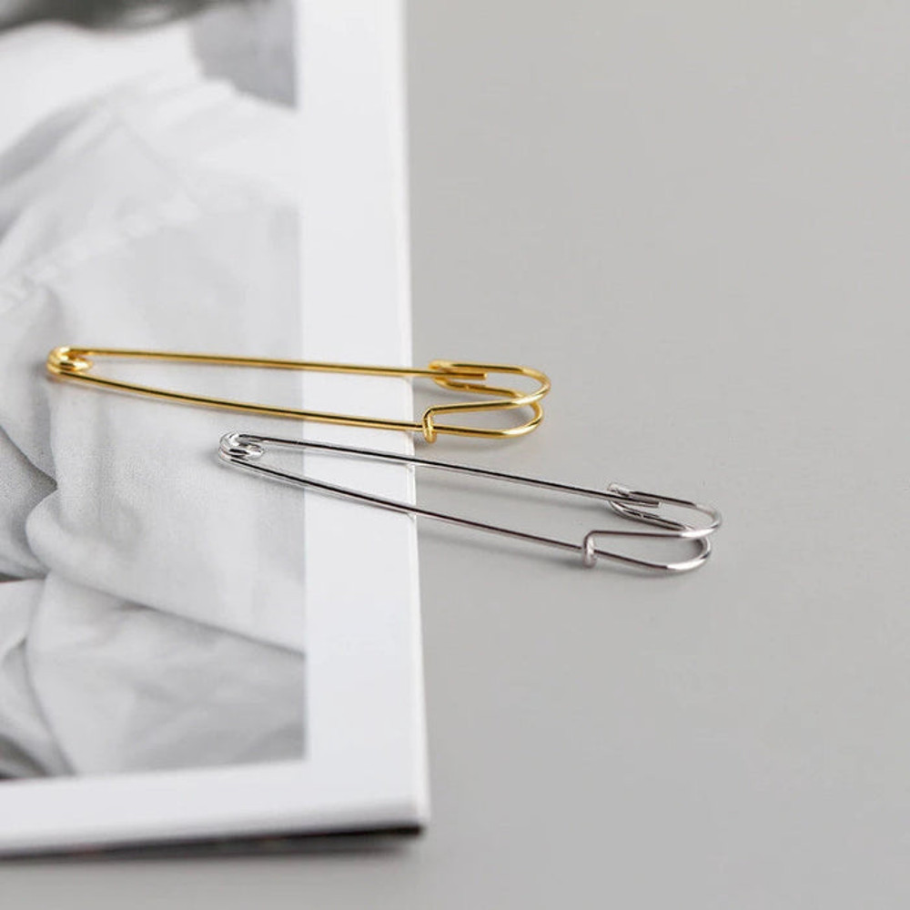 Anyco Earrings Sterling Silver Punk Personality Minimalist Pin 3