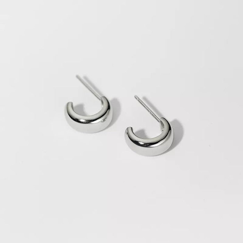 Anyco Fashion Earrings Silver 925 Sterling Minimalist Glossy 1